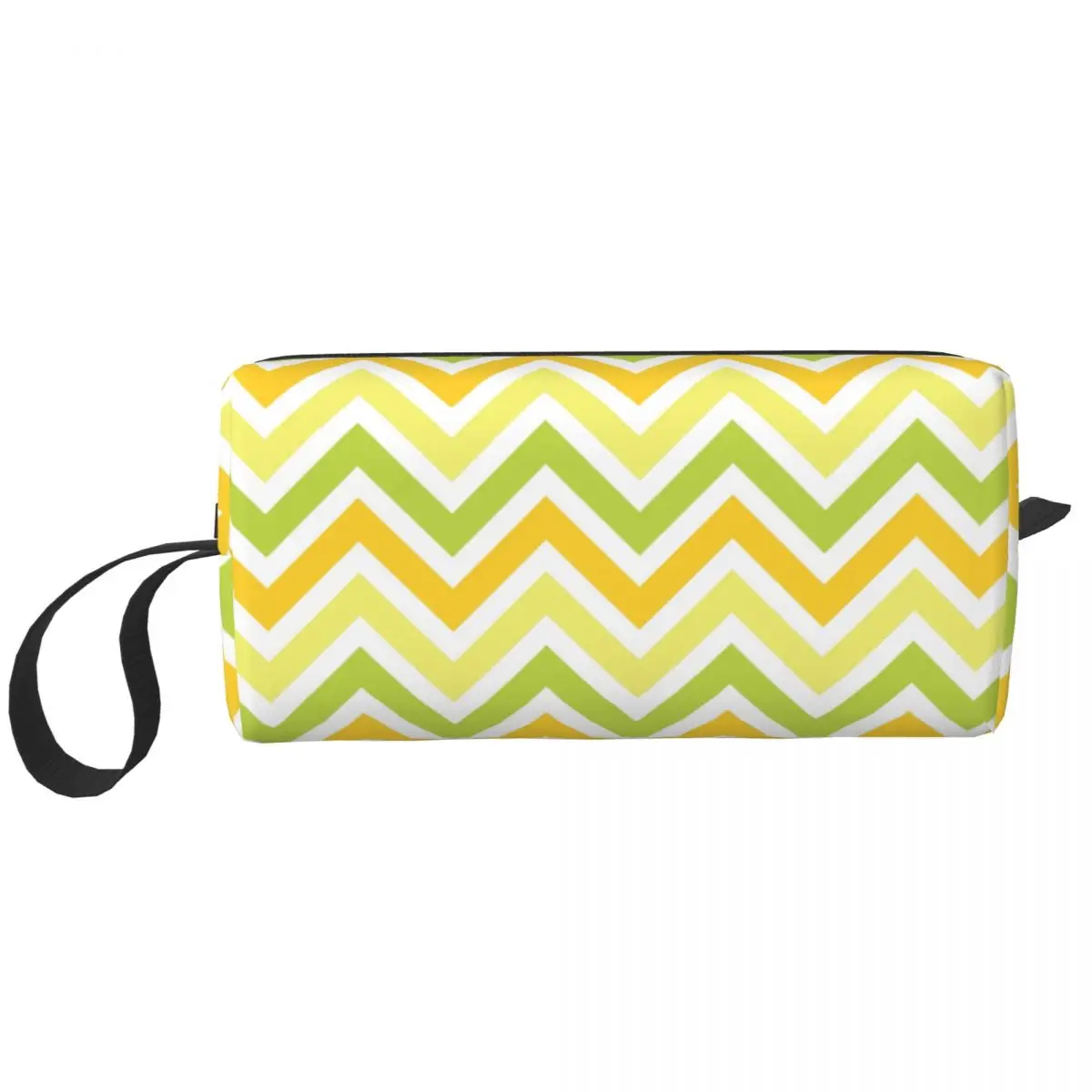 

Yellow Green Pattern Zigzag Makeup Bag for Women Travel Cosmetic Organizer Kawaii Storage Toiletry Bags Dopp Kit Case Box