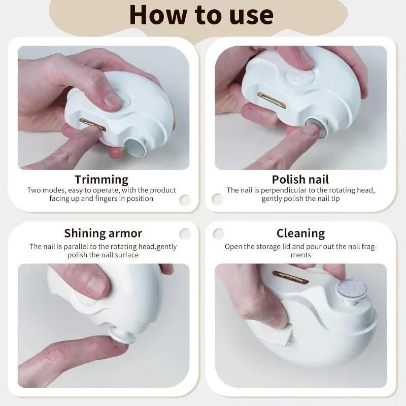 głosem elektryczny automatyczny pilnik do paznokci 2 w 1 360 ° owanie obrotowe maszynki strzyżenia z akumulatorowym narzędziem pielęgnacji