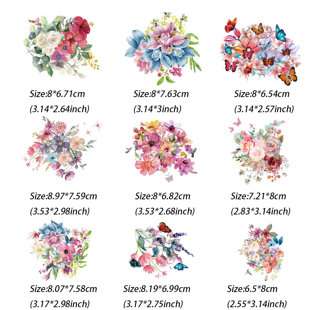9 шт. мультяшный цветочный узор термонаклейка для одежды подходит толстовки