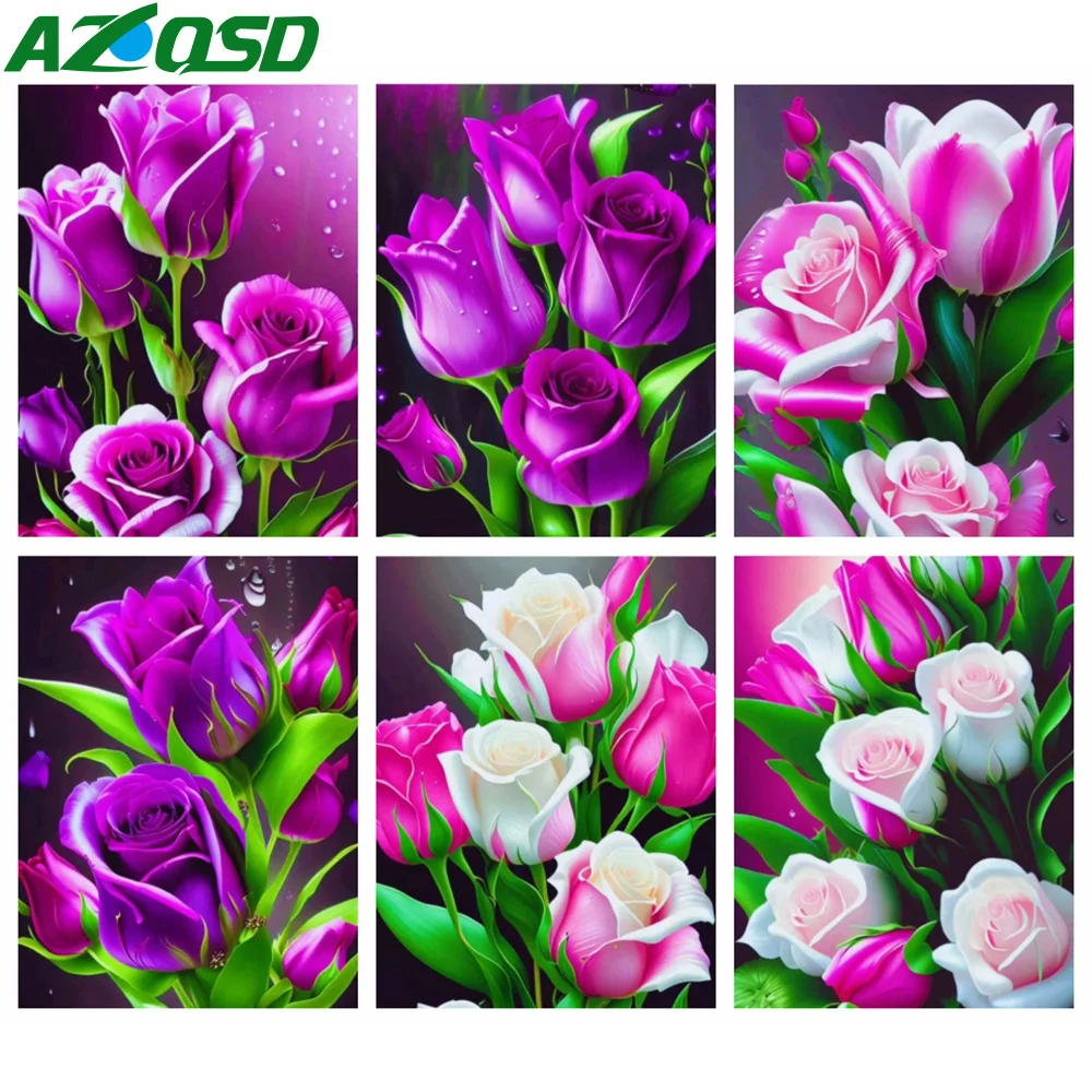 AZQSD Набор Алмазной Живописи 30x30 См Полный Круглый Сверл Тигр Панда Кот Черепаха