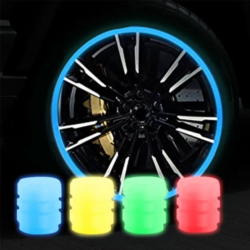 

Night Glow Luminous Wheels Caps Tire Valve Stem Air Caps Cover Fluorescent Illuminated Auto Car Wheel Valve