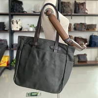 Wax Canvas Rugged Twill Tote Bag With Side Pockets Shoulder Bag Vintage Big Shoping Bag Sling Bag Korean