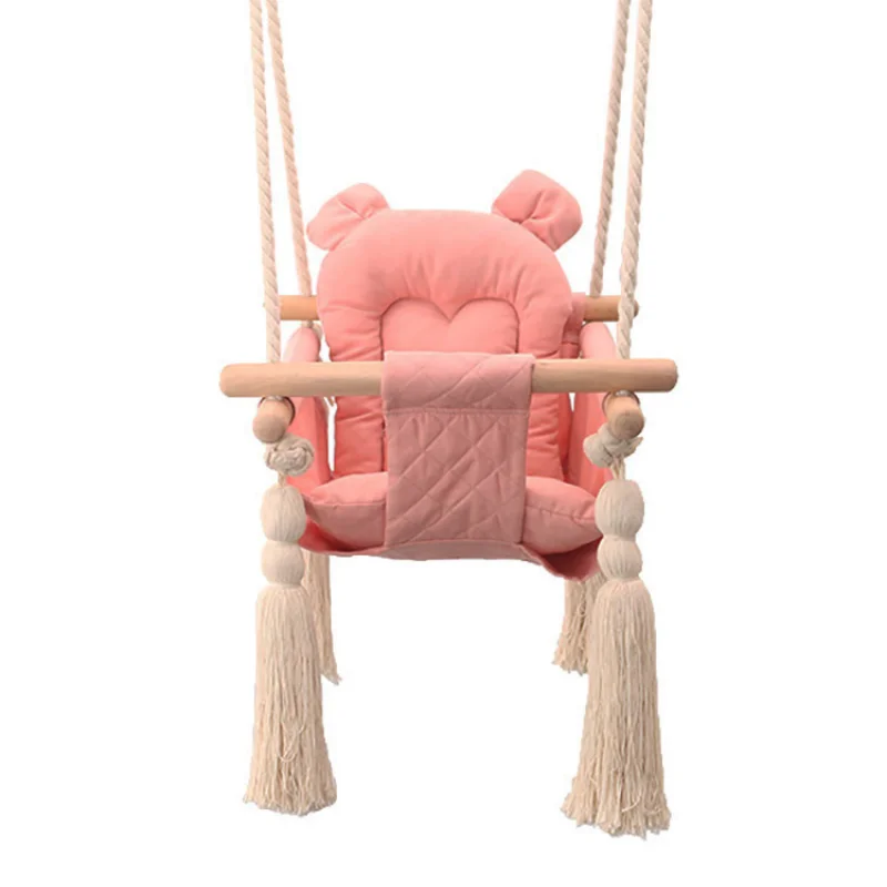

Hot Selling Soft Baby Wooden Rocking Chair Indoor Outdoor Hanging Swing For Kids