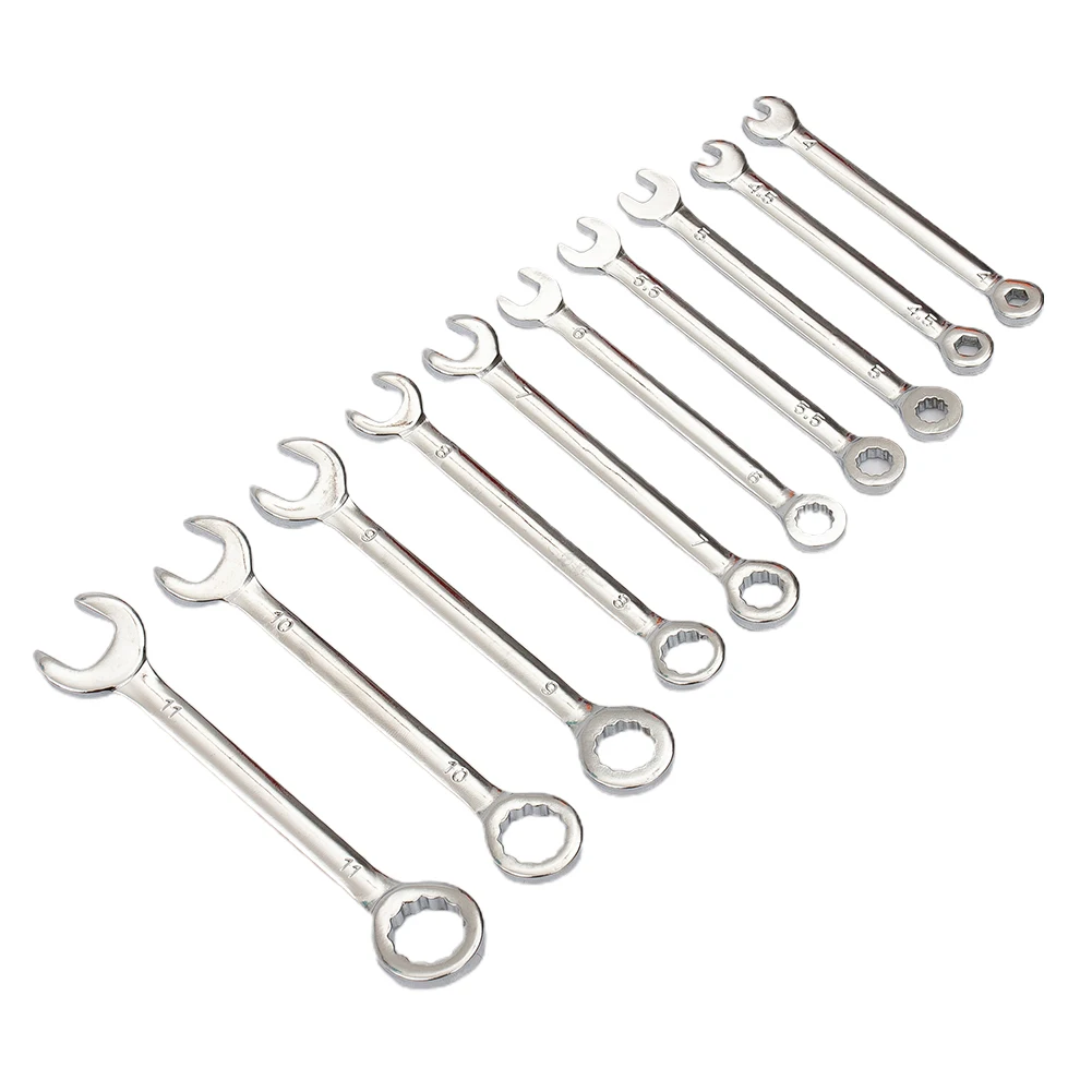 

10pcs 4mm-11mm Combination Spanner Set Small Wrench Metric/SAE Imperial Portable Mini Wrench Steel Hand Tools