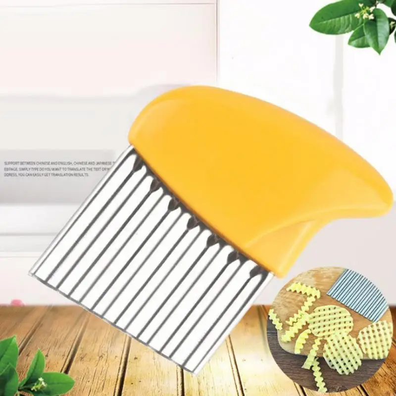 

Stainless Steel Potato Chip Slicer Cutter Vegetable Fruit Corrugated Wavy Knife French Fries Cutter Kitchen Gadget Accessories