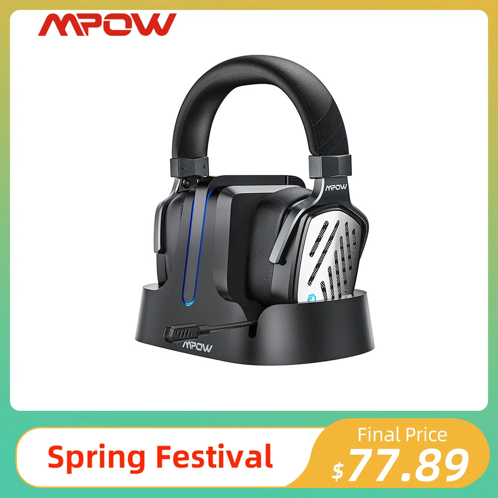 Беспроводные игровые гарнитуры Mpow T1 2 4 ГГц 3D объемный звук съемный