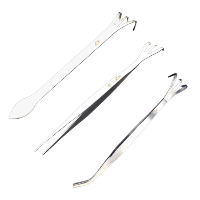 

3-Prong Stainless Steel Root Rake Kit Gardening Cultivator Soil Farming Tools