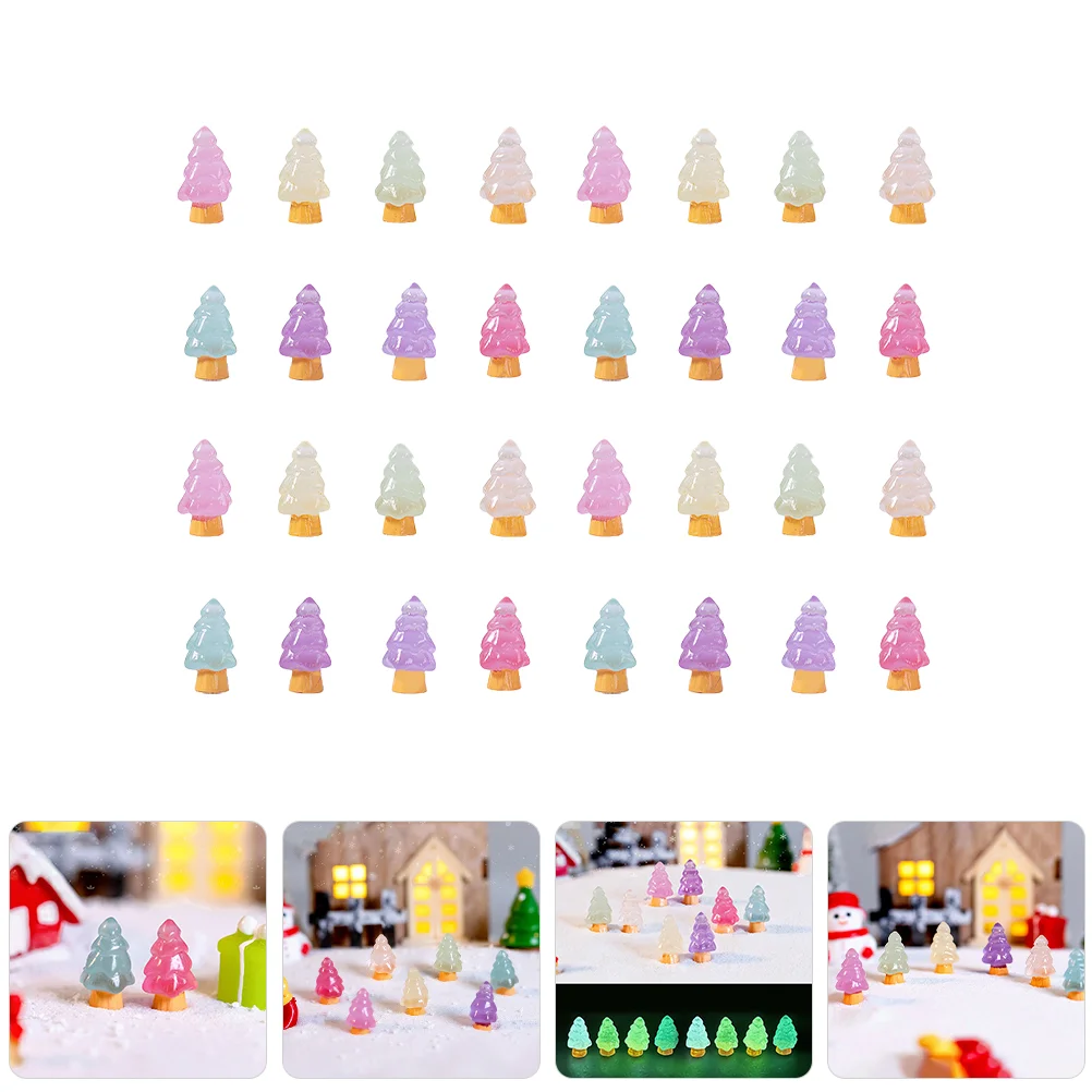 

32 Pcs Small Christmas Tree Miniature Model Decoration Decorate Ornaments Resin Lovely