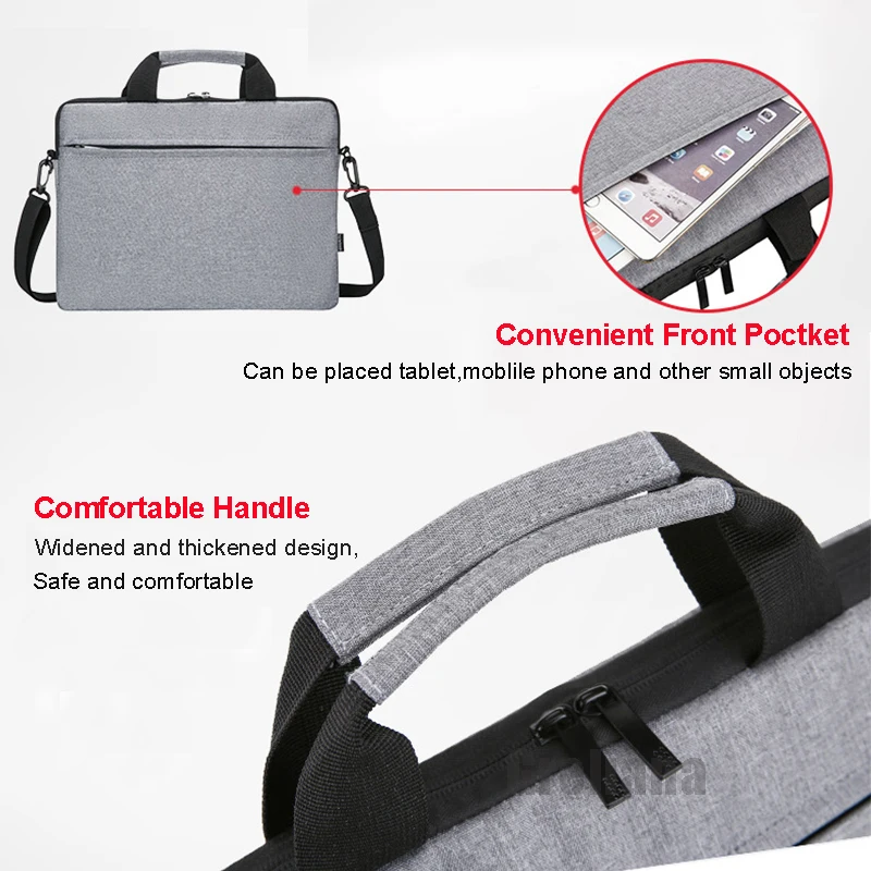 multi use strap laptop sleeve bag with handle for 10 13 14 15 6 16 inch laptop shockproof computer notebook baggrey black free global shipping