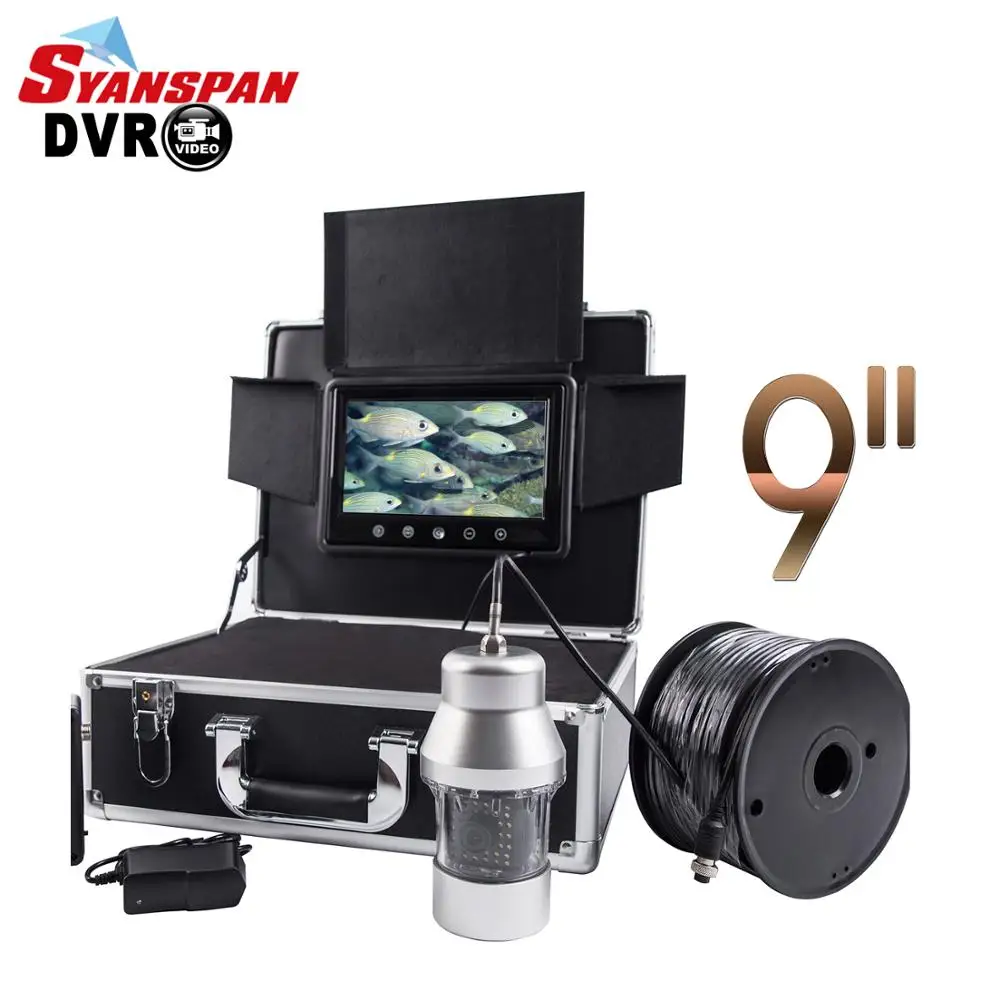 

200M DVR Waterproof 9"LCD Monitor Video Camera 1000TVL Underwater Ice Fishing 36 LEDs IR 360 Degree Rotating 8GB