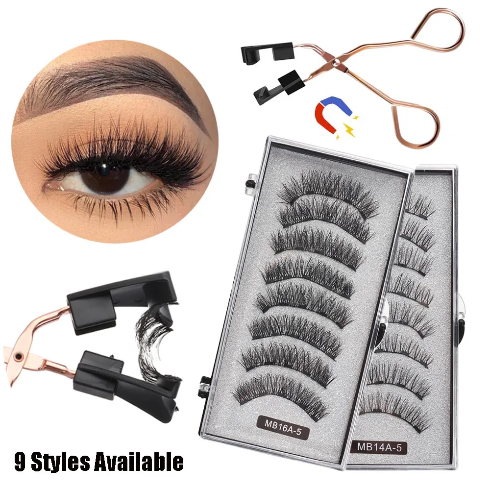 

Makeup Tools Handmade Reusable Natural Long Five Magnets With Applicatore Magnetic Eyelashes No Glue Needed Eyelashes