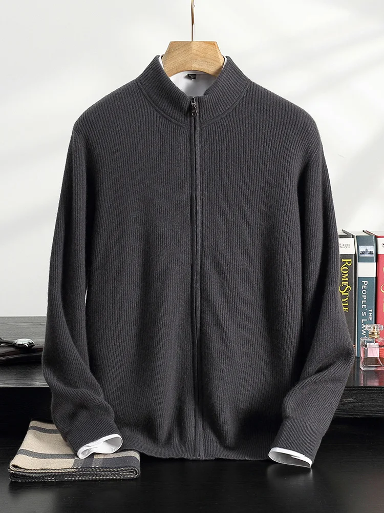 Aliselect мужской кадиган на молнии 100% кашемировый свитер осень-зима плотное пальто