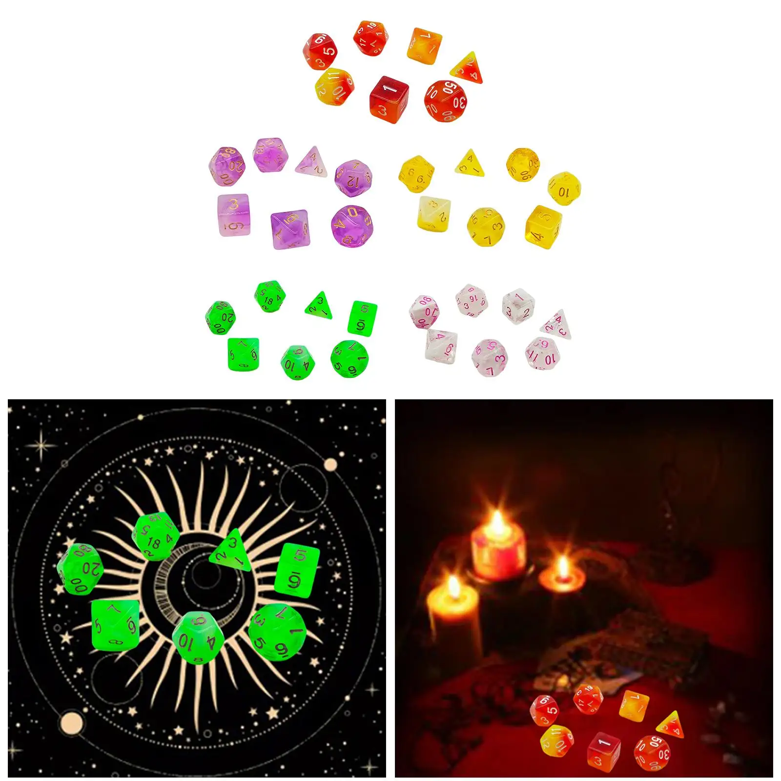 

7 шт., многогранные игральные кости D20 D12 D10 D8 D6 D4