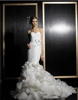 free shipping new design 2016 elegant plus size handmade organza sweetheat mermaid lace wedding dresses bridal belt gowns