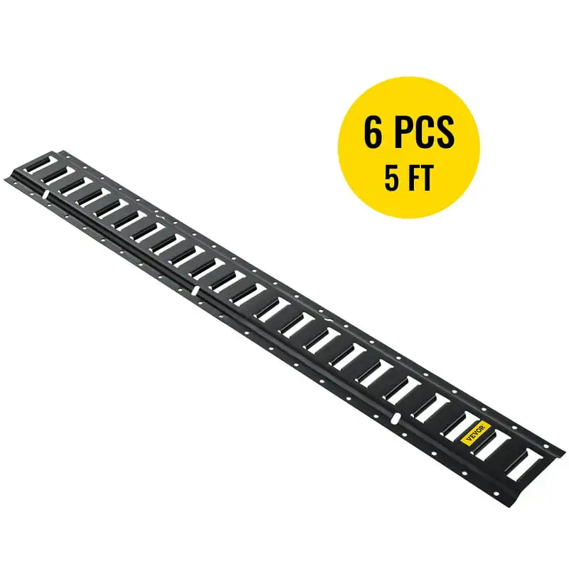 

Tie-Down Rail, 4Pcs 5ft Steel Rails w/ Standard 1"x2.5" Slots, Compatible with O and D Rings & Tie-Offs and Ratchet Straps & Hoo