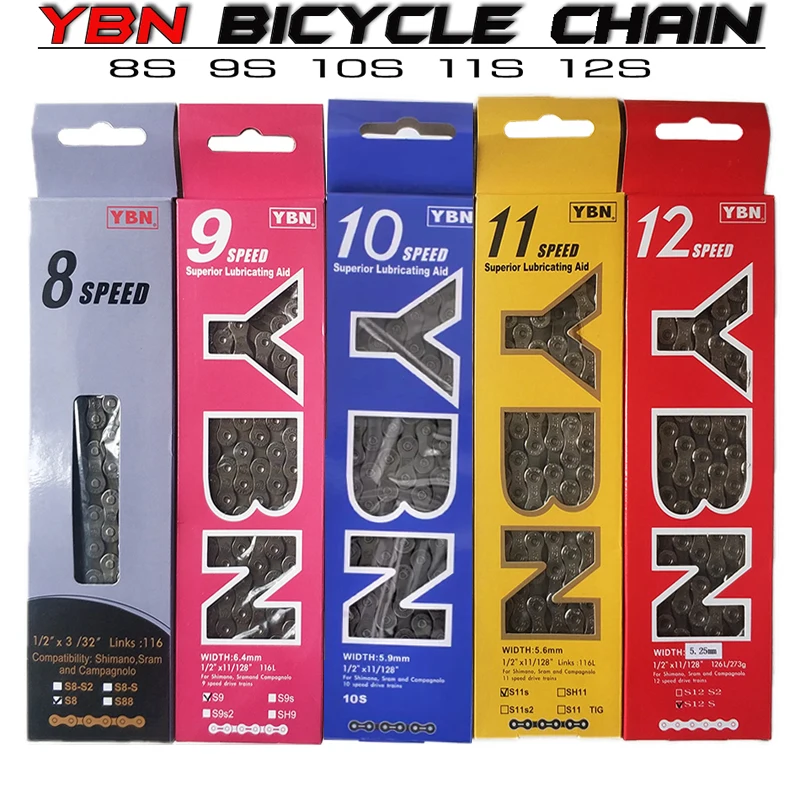 

YBN Bike Chains MTB Mountain Road Bike Chians 11 Speed Hollow Bicycle Chain 116 Links Silver S11S with missinglink for m7000 XT
