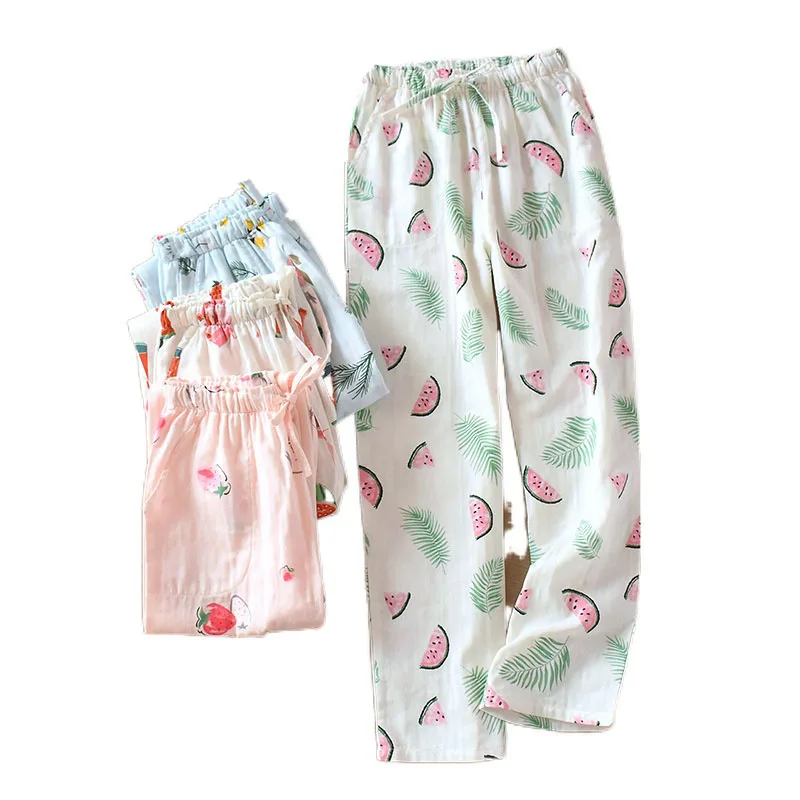 

Хлопковые Пижамные брюки для весны и лета, женские длинные брюки, вязаные свободные стильные Пижамные брюки, брюки, Пижама для женщин