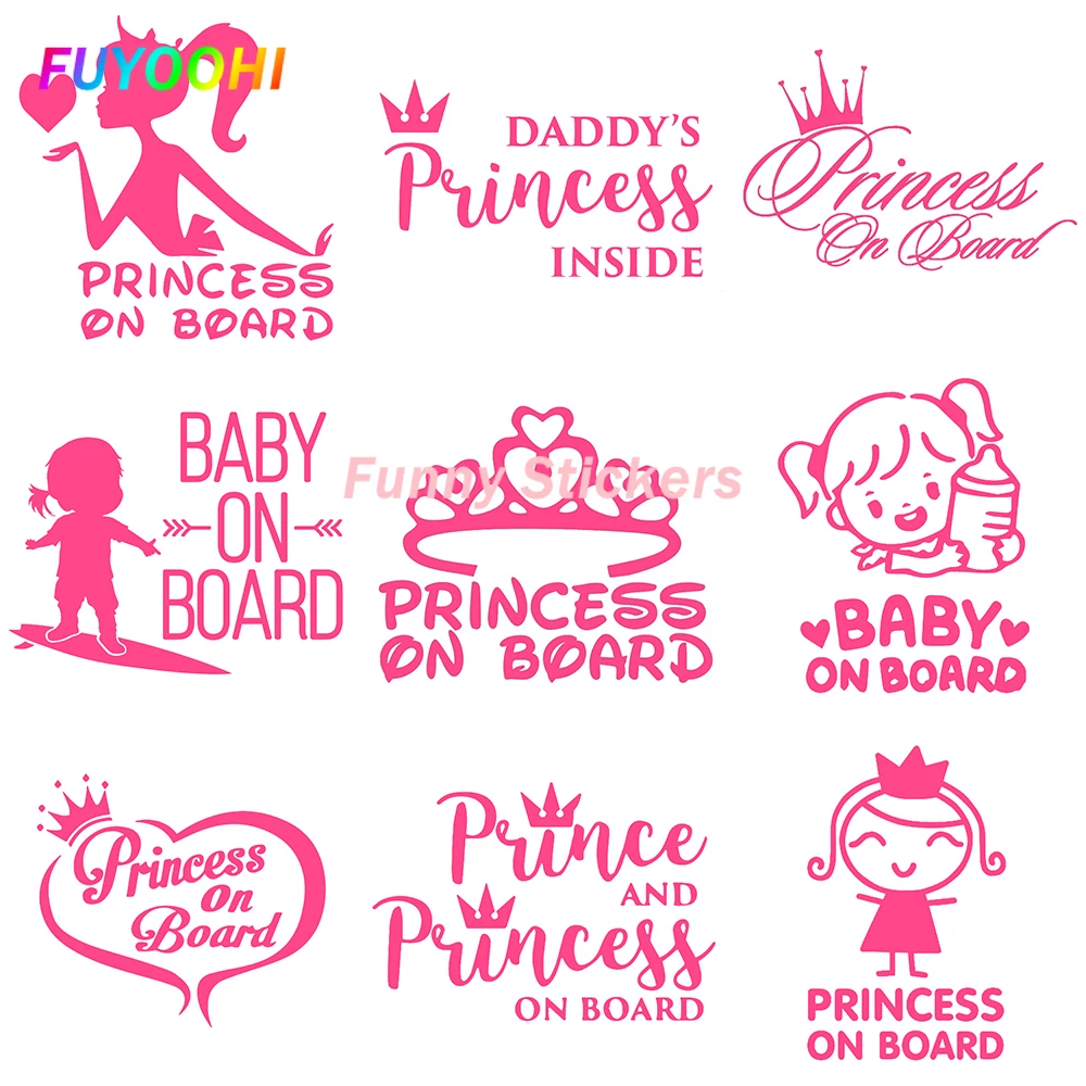 

FUYOOHI Exterior/Protection Funny Stickers Princess on Board Car Sticker Baby Kids Girl Pink Funny Decals Vinyl Car PVC Styling