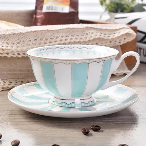 

200ml Europe Rainbow Bone China Coffee Cup Saucer Set Creative Ceramic Advanced Porcelain Valentine Tea