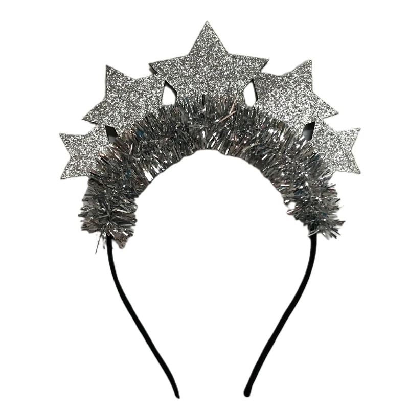 

New Year Hair Hoop Favors Star Glitter Tinsel Headdress New Year Christmas Party Headbands Creative Photo Props