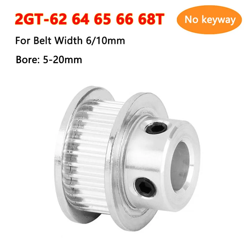 

1pc 62 64 65 66 68 Teeth 2GT Timing Pulley Bore 5 6 8 10 12 14-20mm GT2 Synchronous Wheel For Width 6 10mm Belt 3D Printer Parts