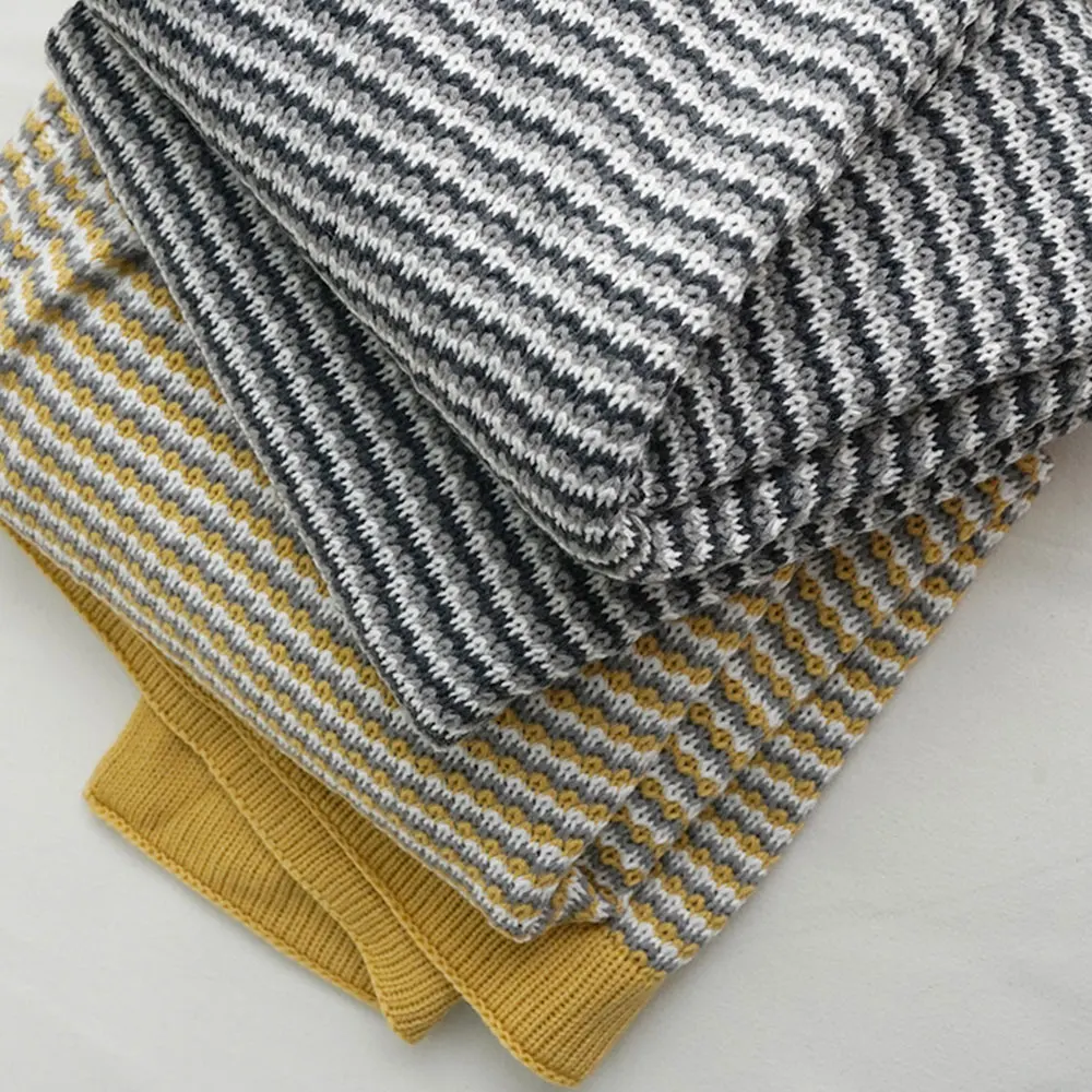 

Acrylic Blanket Bed Cover Sofa Travel Aircraft Blanket Breathable Stripe Bed Nap Sofa Leisure Soft Throw Blanket