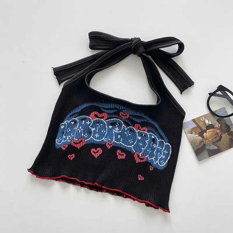 Женские милые топы с принтом на бретельках Милые Пляжные бандажные Топы в форме