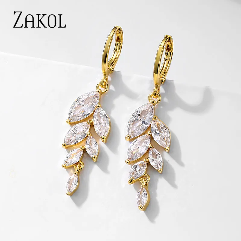 ZAKOL модные серьги-кольца с антиаллергенным кубическим цирконием для женщин