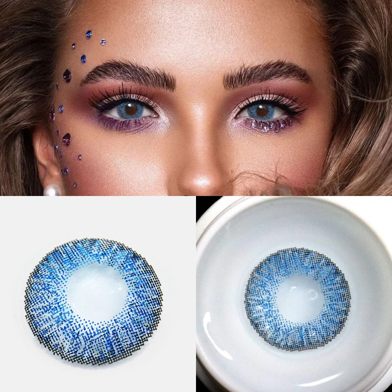 three tone big eye makeup contact lens soft color contact lenses 1 pair2pcs colored eye lenses free global shipping