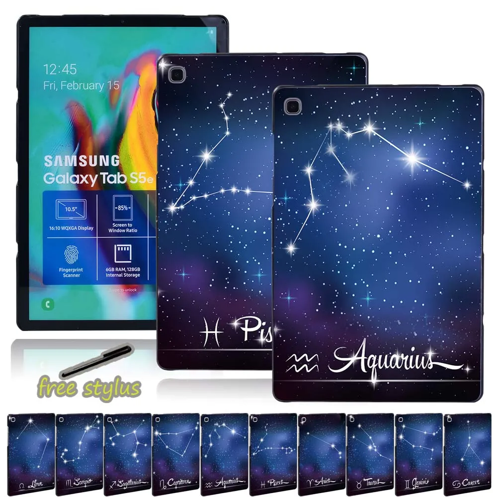 

New Slim Tablet Case for Samsung Galaxy Tab S7 11"/Tab S4 Tab S5e Tab S6 10.5"-Anti-fall Star Pattern Hard Shell Back Case + Pen
