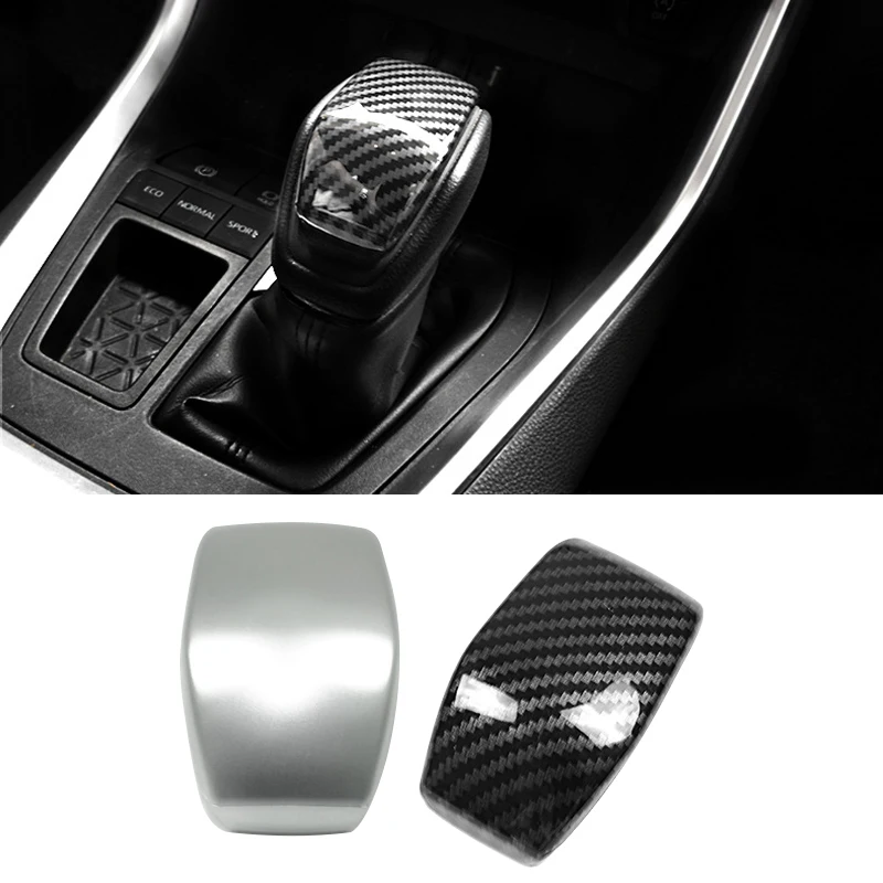 

ABS Car Gear Shift Handle Sleeve Cover Trim Carbon Fiber Texture Auto Interior Style Accessories For RAV4 2019 2020 2021 2022