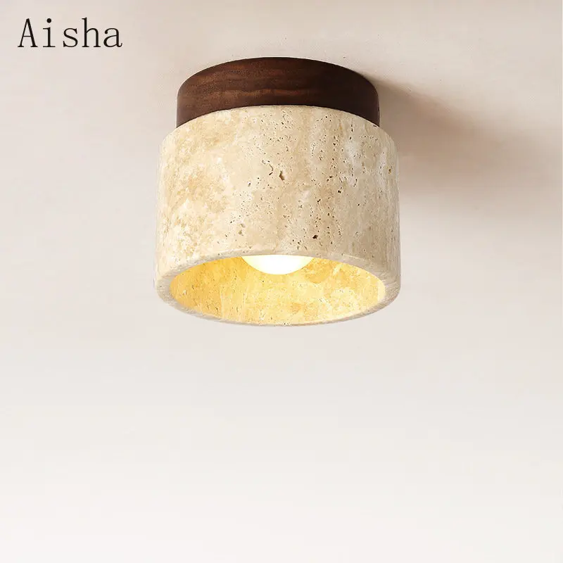 Wabi-sabi Porch Balcony Ceiling Lamp Northern Europe Yellow Cave Stone Ceiling Light for Home Corridor Decoration Lamp