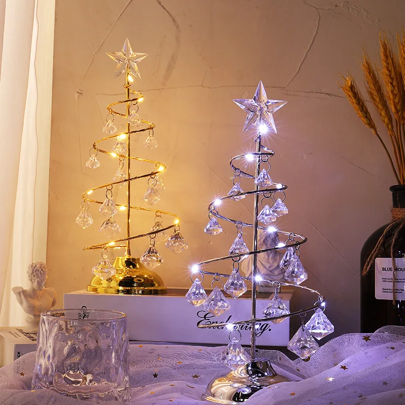 

Christmas Room Decoration Gift Glowing Christmas Tree Crystal Christmas Tree Night Light Christmas Decoration Wrought Iron Tree