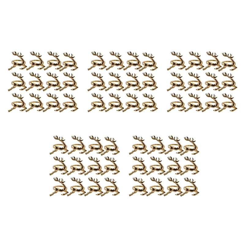 

60Pcs Christmas Elk Deer Napkin Rings Gold Alloy Napkin Buckle Napkin Ring Holder Restaurant Wedding Party Decoration