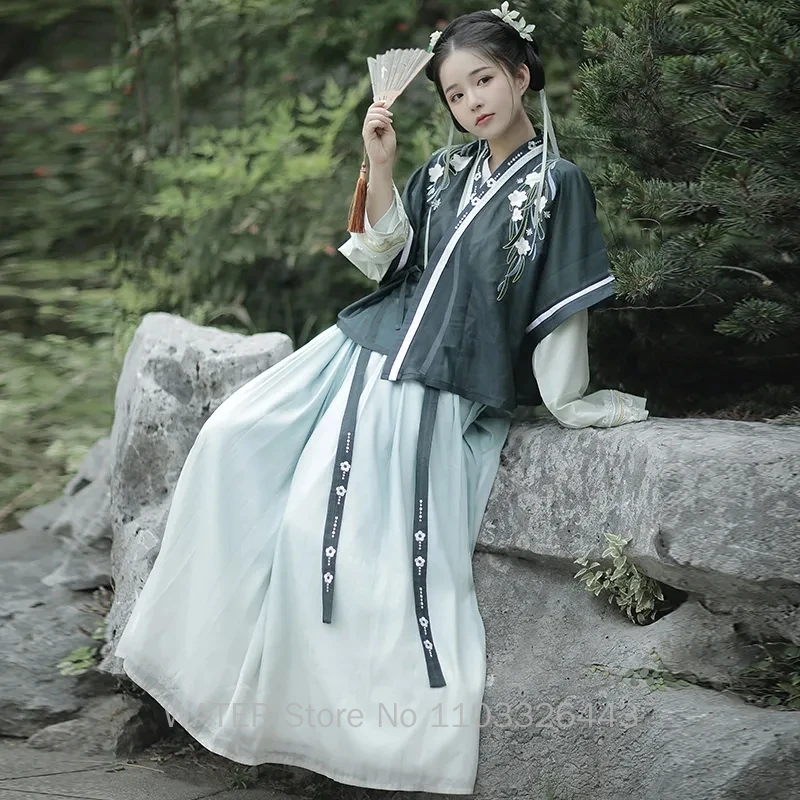 Женские старинные костюмы акваханьфу китайские традиционные платья зеленого