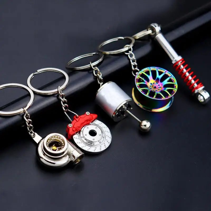 

Creative Gift Car Metal Keychain Wheel Hub Pendant Shock Absorber Brake Disc Wheel Caliper Pendant Auto Interior Accessories