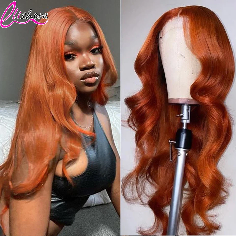 

Парик Ginger Lace Front Wig, парики из человеческих волос оранжевого цвета, предварительно выщипанные, 13x4, волнистые, HD кружевные, передние, al парики, парики из бразильских прямых волос