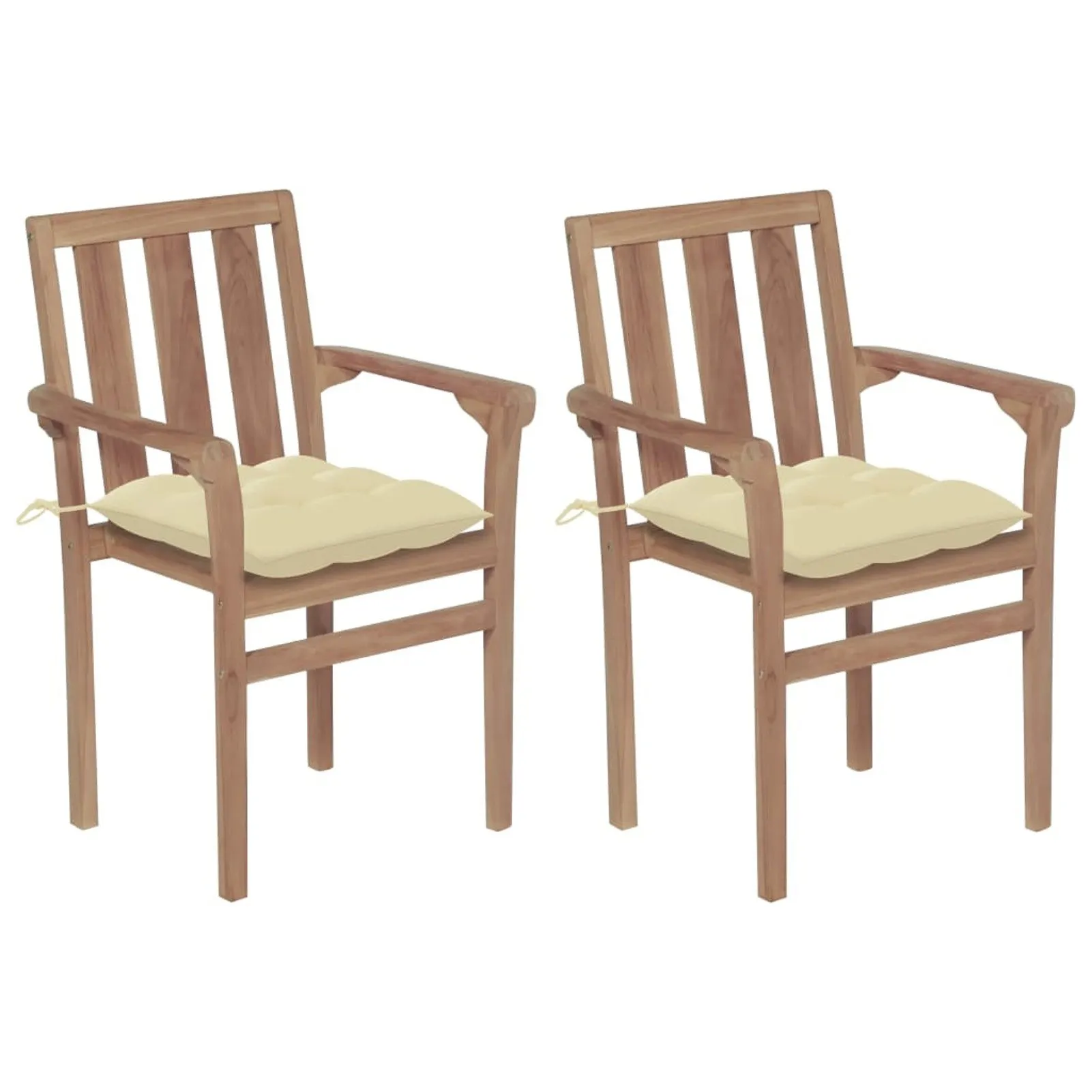 

Garden Chairs 2 pcs with Cream White Cushions Solid Teak Wood