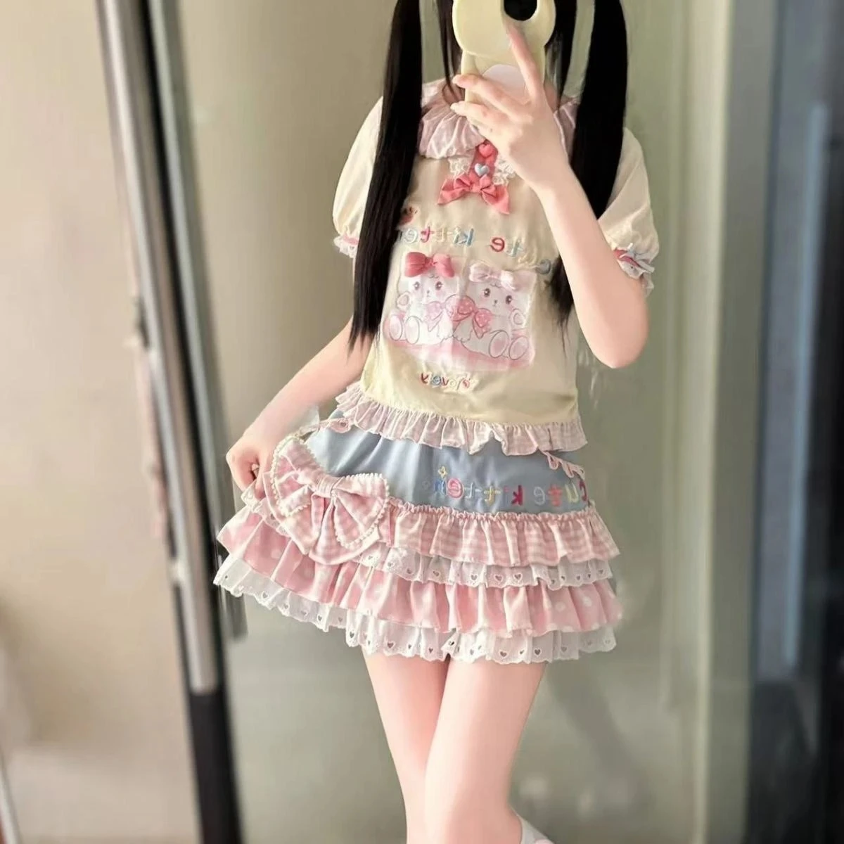 Японские футболки Kawaii, женские повседневные укороченные топы Y2k, милые футболки в стиле Лолиты, дизайн для девочек, одежда, футболки с короткими рукавами, верхняя одежда, шикарная одежда (art.: 3920cf85ffdfa) - 3920cf85ffdfa