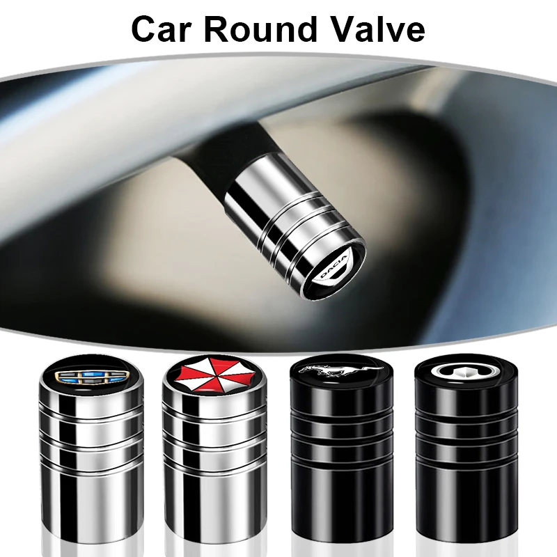 

4pcs Round Car Wheel Tire Parts Valve Stem Plugs Cove for Mustang 2005 2006 2007 2008 2009 2013 2015 Pickguard Car Accessories