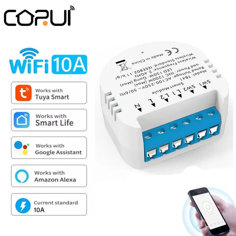 

CoRui WiFi Tuya smart switch APP Remote Voice Control Smart light switches Module Work With Tuya/Smart life Google Home Alexa
