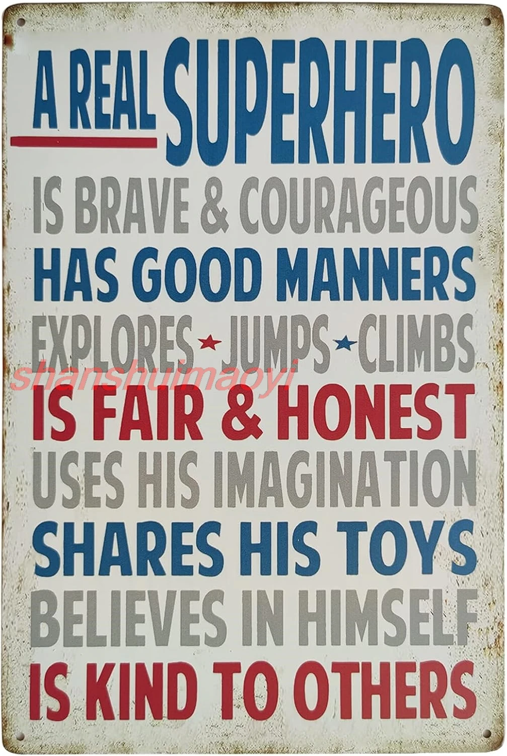 PXIYOU Targa In Metallo Vintage "A Real Superhero" - Poster Decorativo Da Parete 20x30 Cm Per Casa E Ufficio