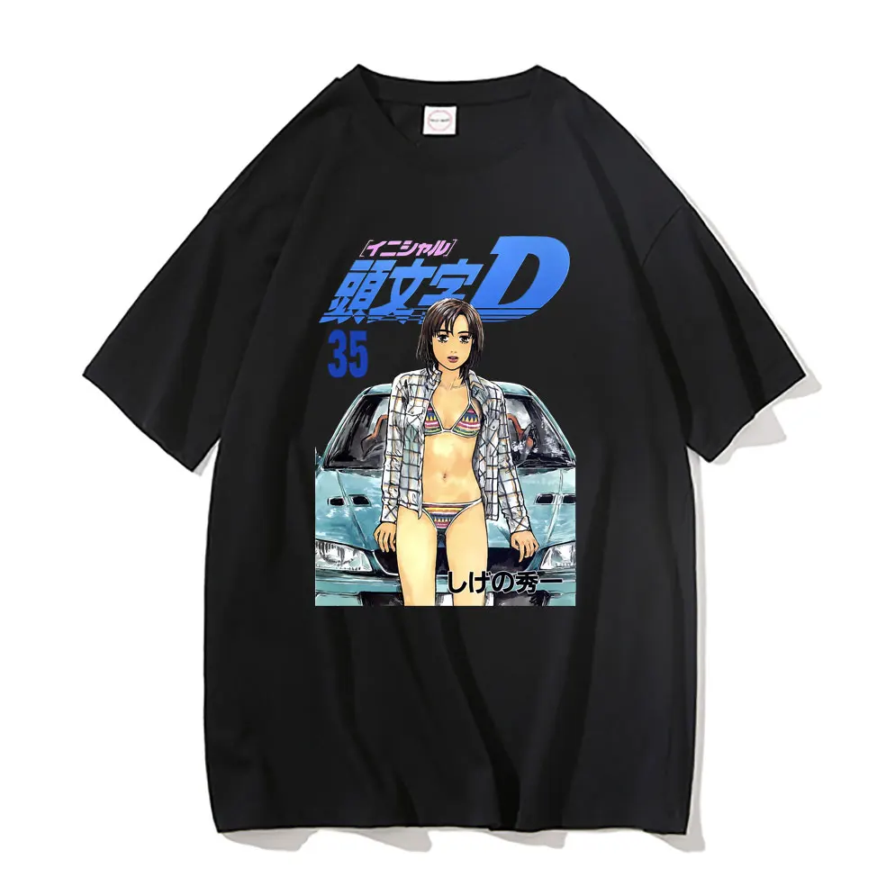 

Anime Drift AE86 Initial D Mika Uehara Graphic Tshirt Men's Vintage Loose Tees Short Sleeve Men Women Manga Oversized T Shirt