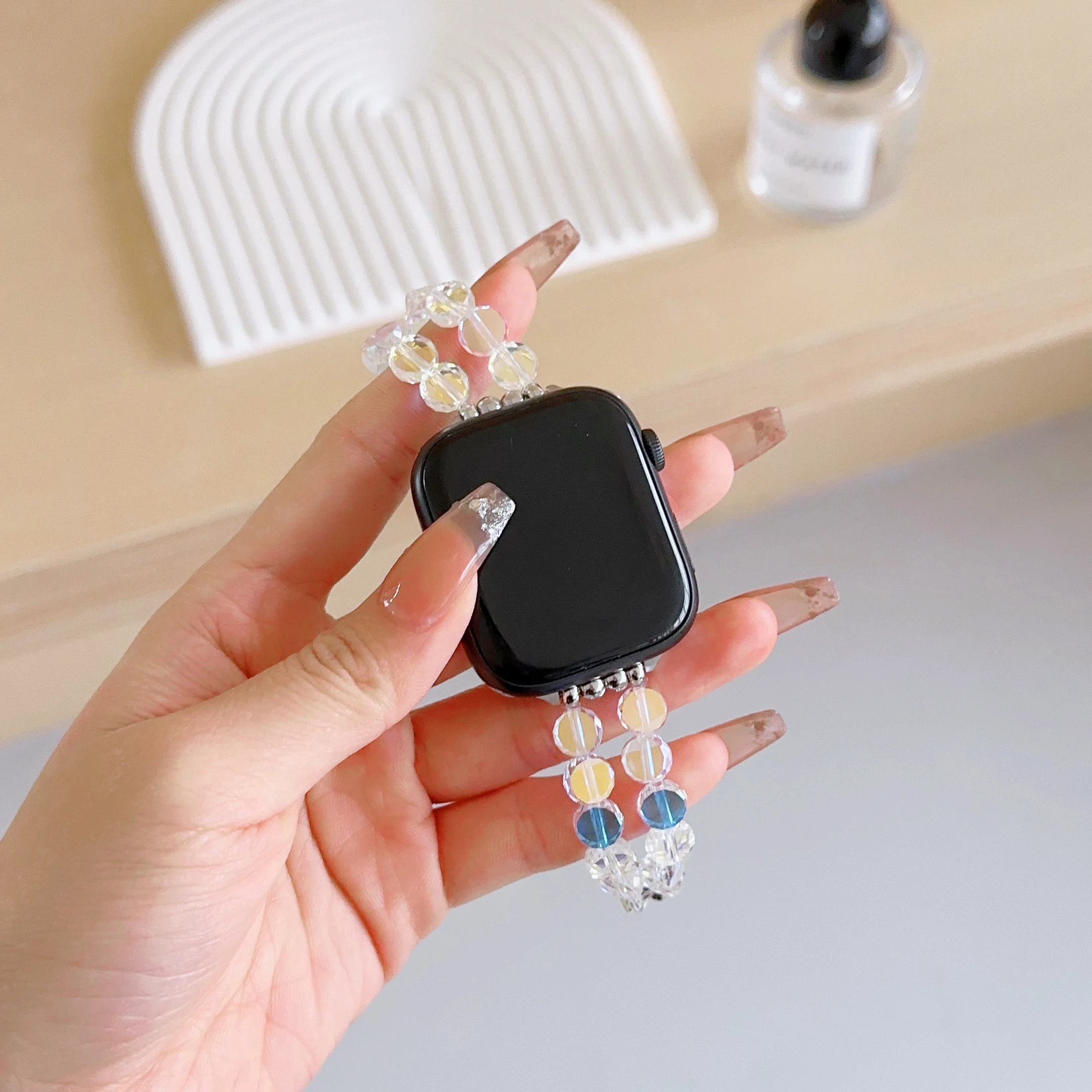 Fashion strap for Apple watch band bracelet chain for iwatch87654321SE Ultra Crystal glass ornament40 41 44 45mm lady wrist