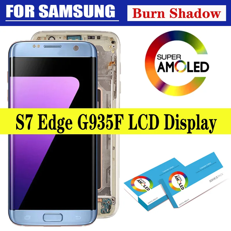 Original 5.5'' Display with the Burn-Shadow LCD with Frame for SAMSUNG Galaxy S7 edge G935 G935F Touch Screen Digitizer