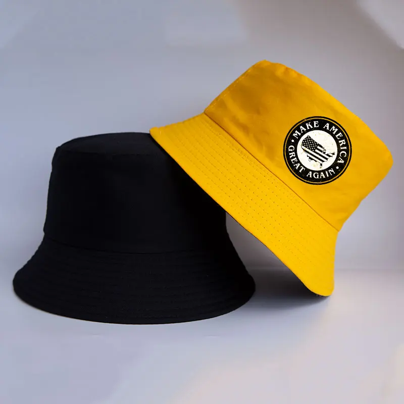 

Make America Great Printed Bucket Hats Adult Casual Cotton Bob Hat Reversible Outdoor Fishing Hats Femme Gorros Fisherman Cap