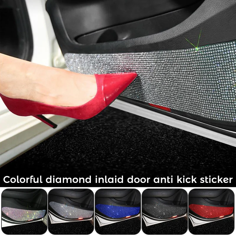 

4Pcs Car Door Anti-kick Pad Diamond Fashion Protective Pad Door Universal Anti-dirty Anti-collision Shining Sticker