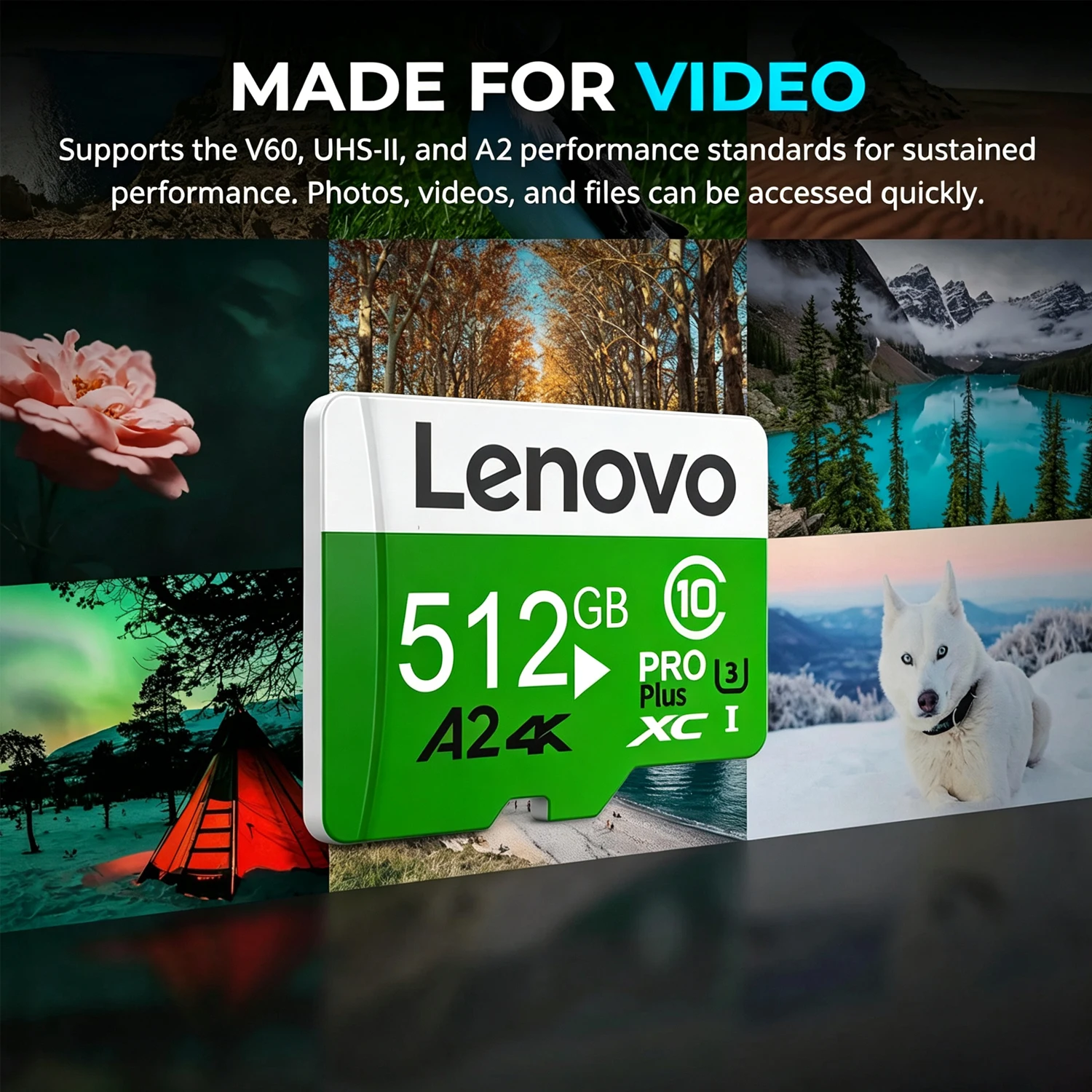 Карта памяти Lenovo Extreme Pro Micro SD 512 ГБ, TF-карты 128 ГБ, 256 ГБ, V60 U3, флеш-карта 4K Full HD для камер и дронов (art.: 3920dc970d9f3) - 3920dc970d9f3