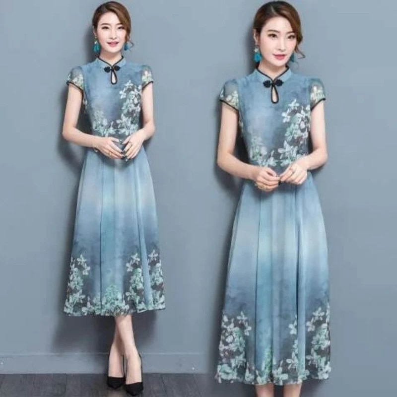 

2022 New Summer Korean Version of the Slim Print Retro Dress