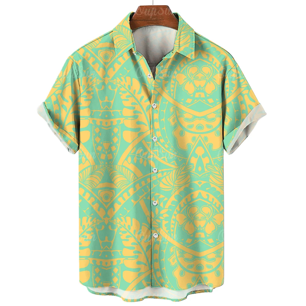 

Dopamine Dressing Men's Casual Short-sleeved Flower Shirt Hawaiian Menswear Patchwork Print Turn-down Collar Clothing Leisure